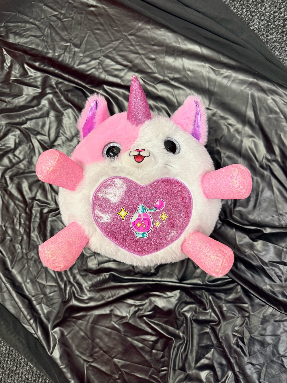 Plush Pink Unicorn Heart PToy - Soft Small Plush